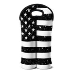 Monochrome Grunge American Flag Print Double Neoprene Wine Tote