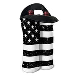 Monochrome Grunge American Flag Print Double Neoprene Wine Tote