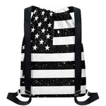 Monochrome Grunge American Flag Print Drawstring Backpack