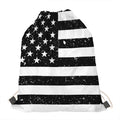 Monochrome Grunge American Flag Print Drawstring Bag