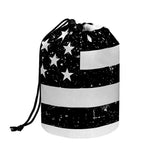 Monochrome Grunge American Flag Print Drawstring Makeup Bag