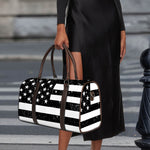 Monochrome Grunge American Flag Print Duffle Bag