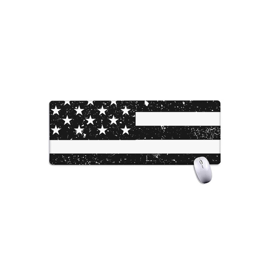Monochrome Grunge American Flag Print Extended Mouse Pad