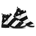 Monochrome Grunge American Flag Print Flat Ankle Boots