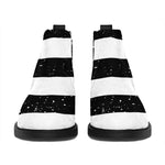 Monochrome Grunge American Flag Print Flat Ankle Boots