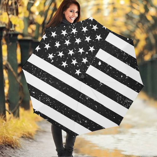 Monochrome Grunge American Flag Print Foldable Umbrella