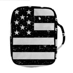 Monochrome Grunge American Flag Print Front Pocket Bible Bag
