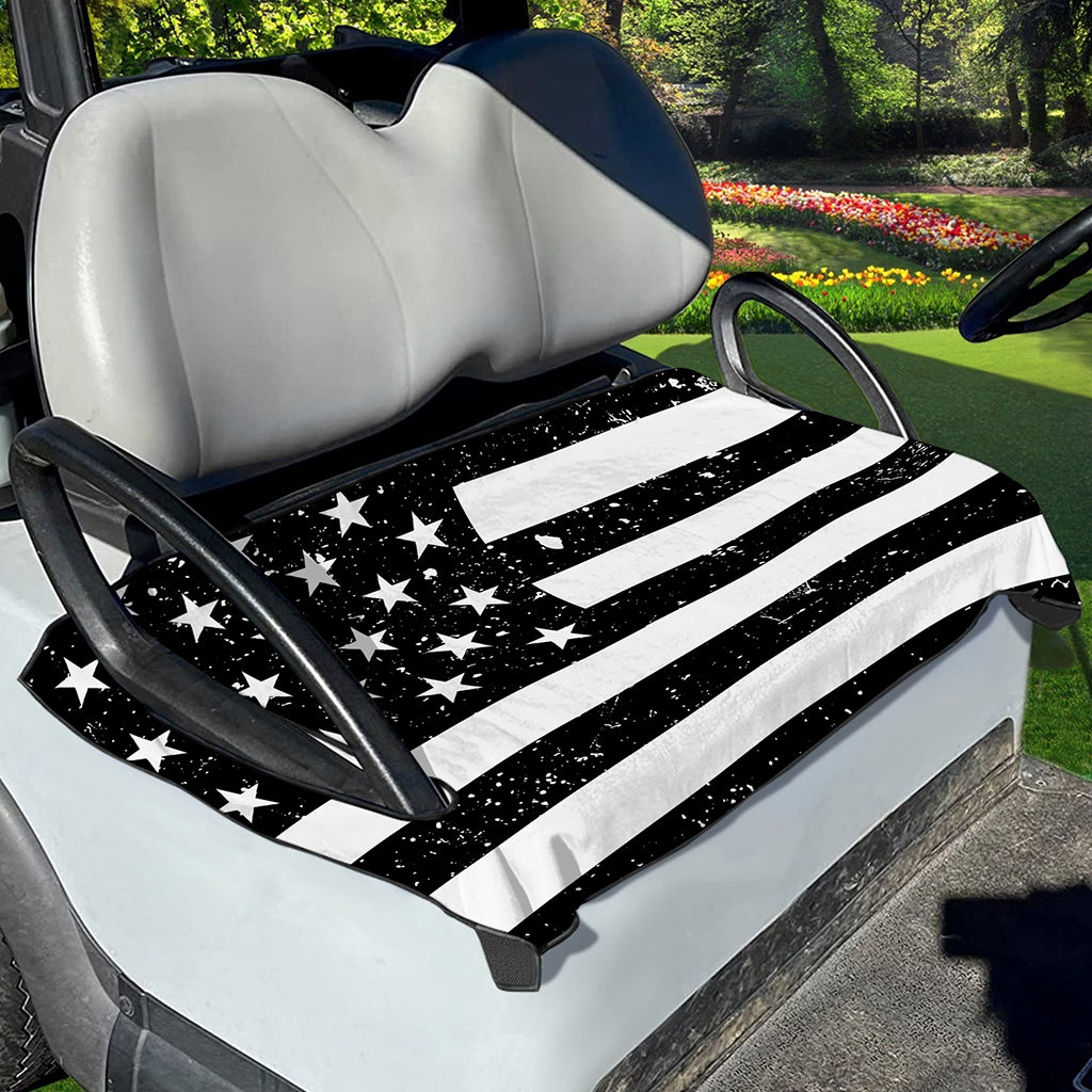 Monochrome Grunge American Flag Print Golf Cart Seat Cover