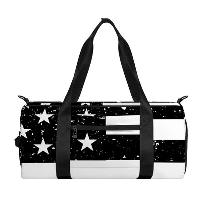 Monochrome Grunge American Flag Print Gym Bag