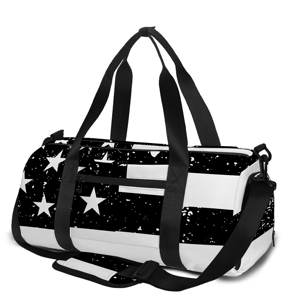 Monochrome Grunge American Flag Print Gym Bag