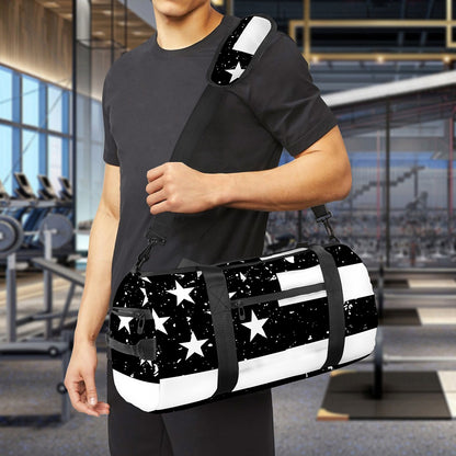 Monochrome Grunge American Flag Print Gym Bag