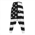 Monochrome Grunge American Flag Print Hammer Pants