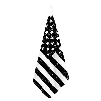 Monochrome Grunge American Flag Print Hand Towel