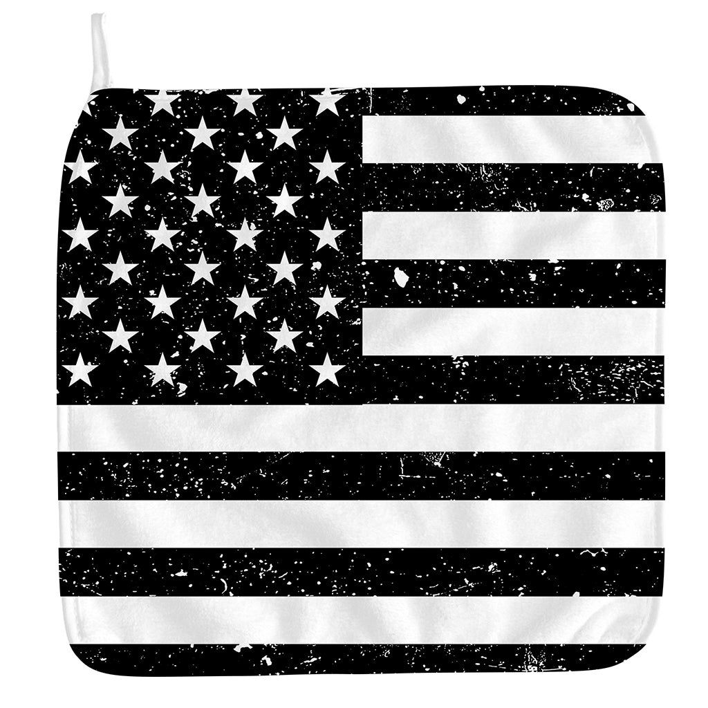 Monochrome Grunge American Flag Print Hand Towel