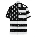 Monochrome Grunge American Flag Print Hawaiian Shirt