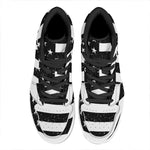 Monochrome Grunge American Flag Print High Top Leather Sneakers