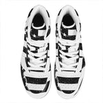 Monochrome Grunge American Flag Print High Top Leather Sneakers