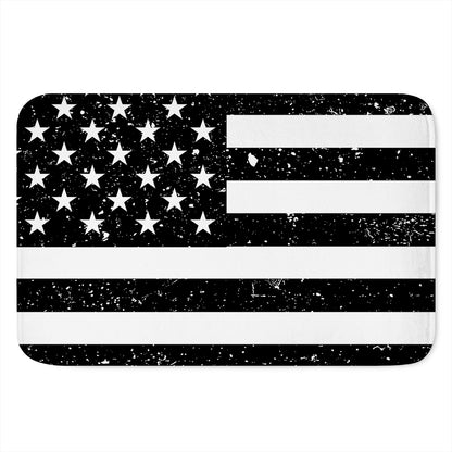 Monochrome Grunge American Flag Print Indoor Door Mat