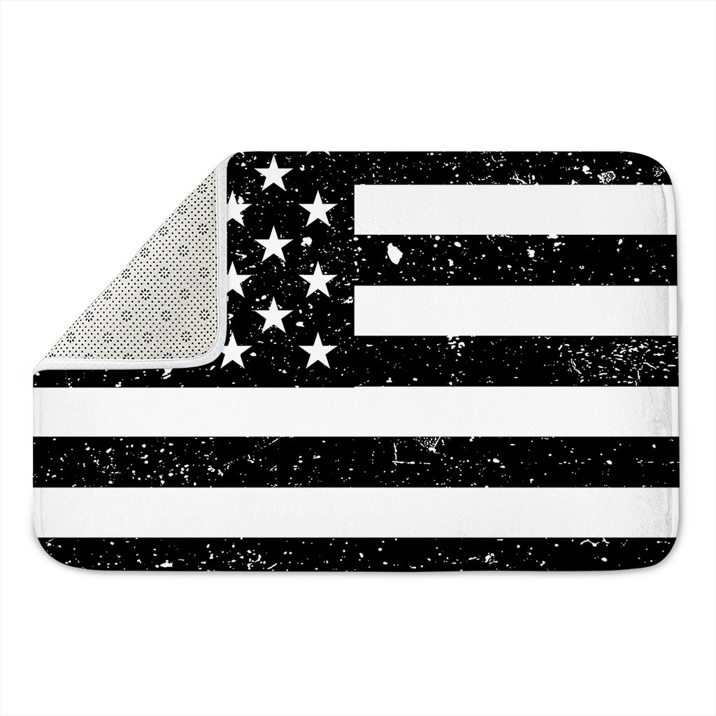 Monochrome Grunge American Flag Print Indoor Door Mat