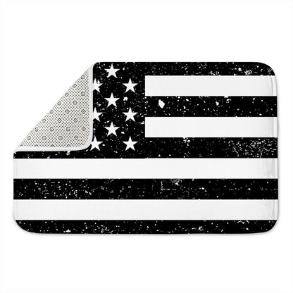Monochrome Grunge American Flag Print Indoor Door Mat