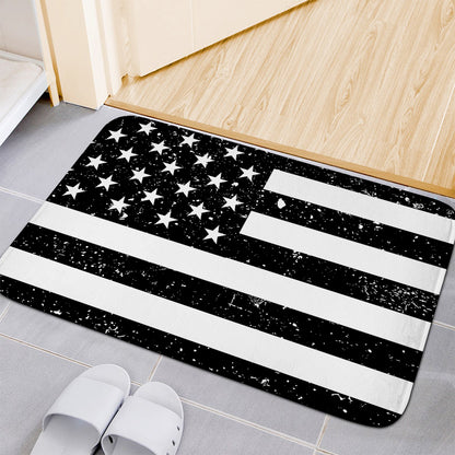 Monochrome Grunge American Flag Print Indoor Door Mat