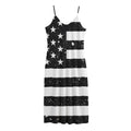 Monochrome Grunge American Flag Print Jersey Midi Cami Dress