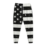 Monochrome Grunge American Flag Print Jogger Pants