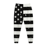 Monochrome Grunge American Flag Print Jogger Pants