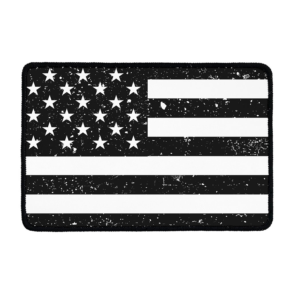 Monochrome Grunge American Flag Print Kitchen Mat