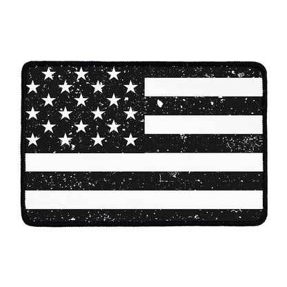 Monochrome Grunge American Flag Print Kitchen Mat