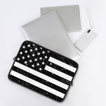 Monochrome Grunge American Flag Print Laptop Sleeve