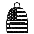 Monochrome Grunge American Flag Print Leather Backpack