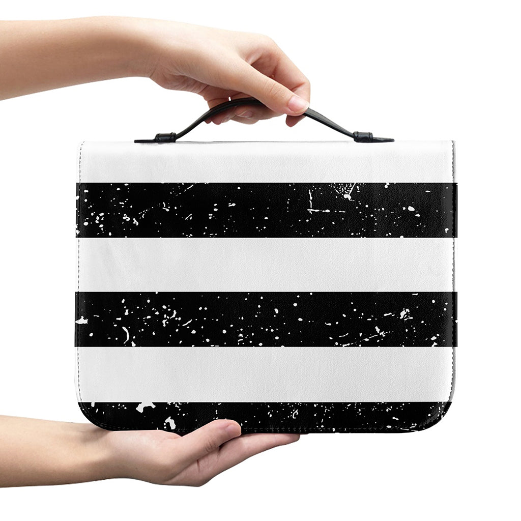 Monochrome Grunge American Flag Print Leather Bible Cover