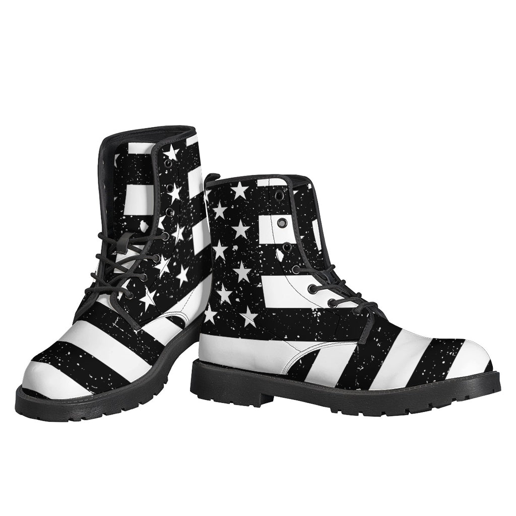 Monochrome Grunge American Flag Print Backpack