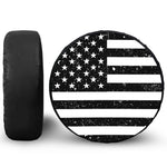 Monochrome Grunge American Flag Print Leather Spare Tire Cover