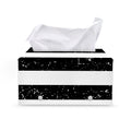 Monochrome Grunge American Flag Print Leather Tissue Box Cover