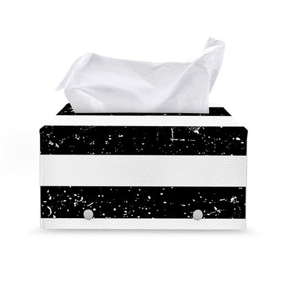 Monochrome Grunge American Flag Print Leather Tissue Box Cover