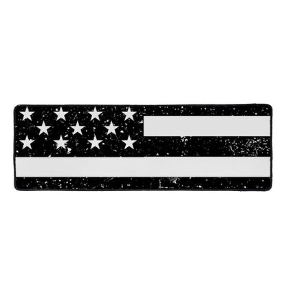 Monochrome Grunge American Flag Print Long Kitchen Mat