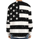 Monochrome Grunge American Flag Print Long Sleeve Baseball Jersey