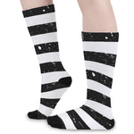 Monochrome Grunge American Flag Print Long Socks