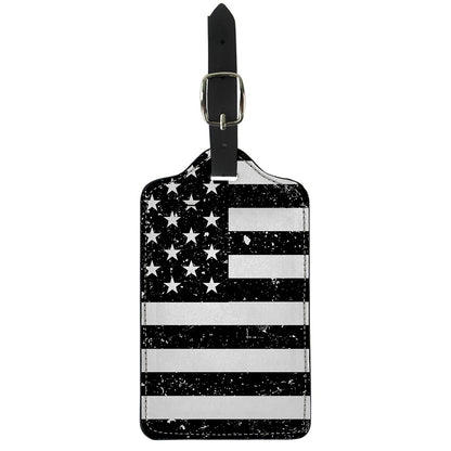 Monochrome Grunge American Flag Print Luggage Tag