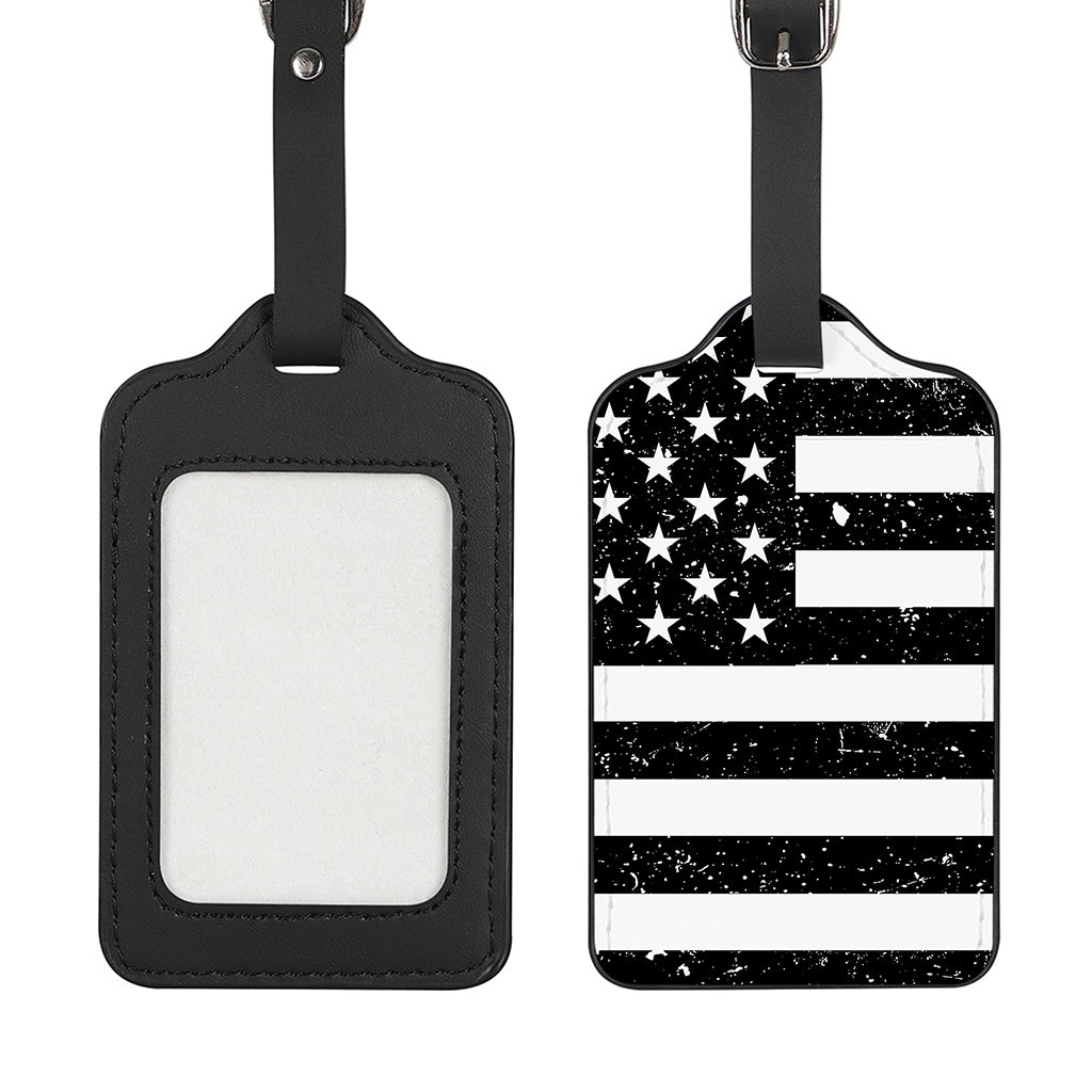 Monochrome Grunge American Flag Print Luggage Tag