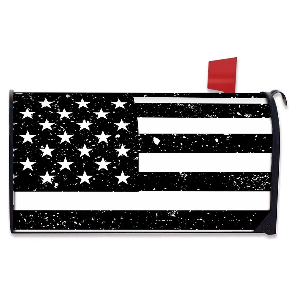 Monochrome Grunge American Flag Print Mailbox Cover