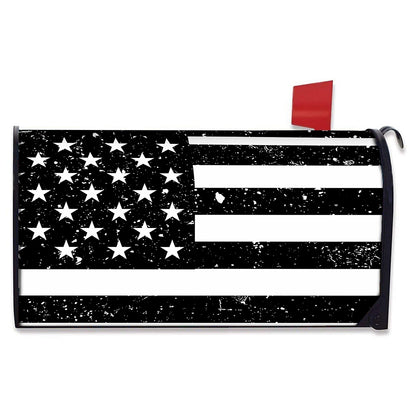 Monochrome Grunge American Flag Print Mailbox Cover