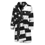 Monochrome Grunge American Flag Print Men's Bathrobe