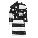 Monochrome Grunge American Flag Print Men's Bathrobe