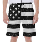 Monochrome Grunge American Flag Print Men's Beach Shorts
