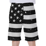 Monochrome Grunge American Flag Print Men's Beach Shorts