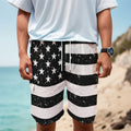 Monochrome Grunge American Flag Print Men's Cargo Shorts