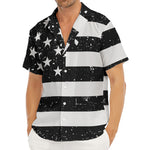 Monochrome Grunge American Flag Print Men's Deep V-Neck Shirt
